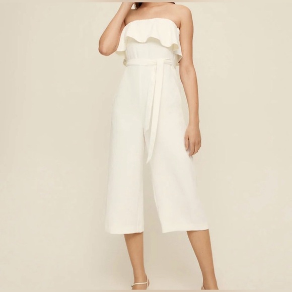 ARITZIA Babaton Flutter Jumpsuit Ivory/White Size 0